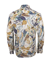 Slim fit french collar shirt in pure cotton with exclusive brown floral print - Hazelnut | Giemme BrandsCorporate