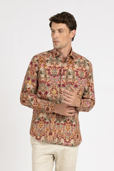Camicia con collo francese in puro cotone in esclusiva fantasia floreale sui toni del rosa - Rosa | Giemme BrandsCorporate
