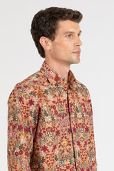 Camicia con collo francese in puro cotone in esclusiva fantasia floreale sui toni del rosa - Rosa | Giemme BrandsCorporate