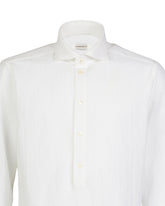 Camicia regular fit con collo francese e chiusura a polo in seersucker di cotone elasticizzato fil a fil bianco - Bianco | Giemme BrandsCorporate