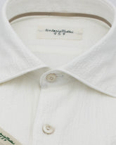 Slim fit french collar shirt in white stretch seersucker cotton - White | Giemme BrandsCorporate