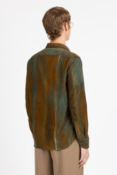 Camicia con collo francese in velluto di puro cotone in esclusiva tintura mélange sui toni del marrone - Marrone | Giemme BrandsCorporate