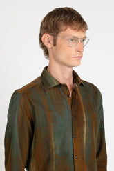 Camicia con collo francese in velluto di puro cotone in esclusiva tintura mélange sui toni del marrone - Marrone | Giemme BrandsCorporate