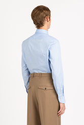 Camicia con collo francese in popeline di cotone stretch in fantasia sui toni dell'azzurro - Azzurro | Giemme BrandsCorporate
