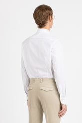 Camicia con collo francese in popeline di cotone stretch in fantasia sui toni del bianco - Bianco | Giemme BrandsCorporate