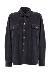 Blue garment dyed pure cotton corduroy over jacket - Blue | Giemme BrandsCorporate