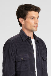 Over jacket in velluto di puro cotone tinto capo blu - Blu | Giemme BrandsCorporate
