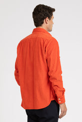 Over jacket in velluto di puro cotone tinto capo arancione - Arancione | Giemme BrandsCorporate