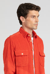 Over jacket in velluto di puro cotone tinto capo arancione - Arancione | Giemme BrandsCorporate