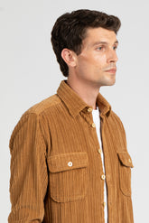 Over jacket in velluto di puro cotone tinto capo beige - Beige | Giemme BrandsCorporate