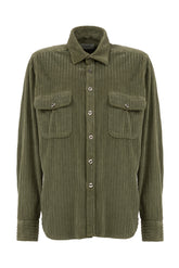 Green garment dyed pure cotton corduroy over jacket - Man collection | Giemme BrandsCorporate