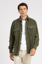 Green garment dyed pure cotton corduroy over jacket - Green | Giemme BrandsCorporate