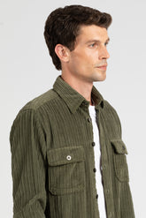 Over jacket in velluto di puro cotone tinto capo verde - Verde | Giemme BrandsCorporate