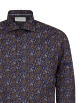 Slim-Fit-Hemd mit französischem Kragen aus reiner Baumwolle mit braunem Liberty-Print - Braun | Giemme BrandsCorporate