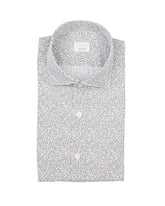 Camicia regular fit con collo francese in puro cotone con micro fantasia foliage sui toni del grigio - Collezione UOMO | Giemme BrandsCorporate