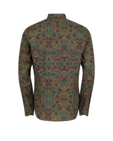 Camicia slim fit con collo francese in puro cotone con esclusiva fantasia sui toni del verde - Verde | Giemme BrandsCorporate