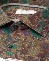 Camicia slim fit con collo francese in puro cotone con esclusiva fantasia sui toni del verde - Verde | Giemme BrandsCorporate