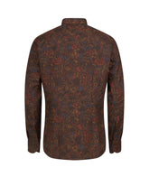 Slim fit shirt with french collar in pure cotton with an exclusive burgundy print - Burgundy | Giemme BrandsCorporate