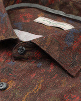 Camicia slim fit con collo francese in puro cotone con stampa sui toni del bordeaux - Bordeaux | Giemme BrandsCorporate
