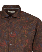 Slim fit shirt with french collar in pure cotton with an exclusive burgundy print - Burgundy | Giemme BrandsCorporate