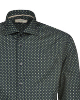 Slim-Fit-Hemd mit französischem Kragen aus reiner Baumwolle mit grünem geometrischem Print - Grün | Giemme BrandsCorporate