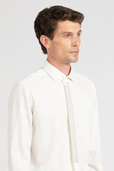 Camicia con collo francese in Vaiella di cotone e cashmere bianco - Bianco | Giemme BrandsCorporate