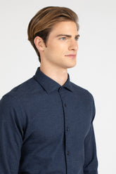 Camicia con collo francese in Vaiella di cotone e cashmere blu - Blu | Giemme BrandsCorporate