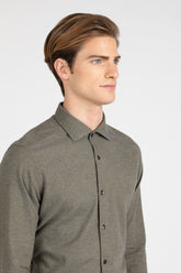 Camicia con collo francese in Vaiella di cotone e cashmere grigio-verde - Verde | Giemme BrandsCorporate