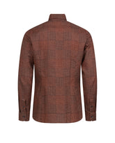 Camicia slim fit con collo francese in puro cotone con motivo pied de poule sui toni del bordeaux - Bordeaux | Giemme BrandsCorporate