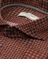 Camicia slim fit con collo francese in puro cotone con motivo pied de poule sui toni del bordeaux - Bordeaux | Giemme BrandsCorporate