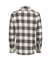 Regular fit shirt with french collar in cotton and cashmere with blue and beige checks - Blue | Giemme BrandsCorporate