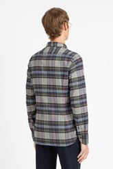 Camicia con collo francese in Vaiella di cotone e cashmere a quadri sui toni del grigio - Grigio | Giemme BrandsCorporate