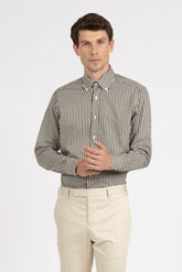 Camicia button down in puro cotone a righe bianche e verdi - Verde | Giemme BrandsCorporate