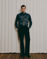 Camicia con collo francese in pura viscosa a quadri blu - Blu | Giemme BrandsCorporate