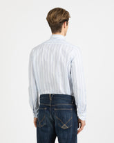 Camicia regular fit con collo francese in mussola di puro cotone a righe sui toni del'azzurro - Azzurro | Giemme BrandsCorporate