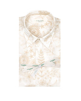 Regular fit shirt with Italian collar in white cotton muslin with beige embroidery - Beige | Giemme BrandsCorporate