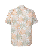 Camicia regular fit a mezza manica e collo bowling in puro cotone con stampa foliage arancione - Ocra | Giemme BrandsCorporate