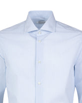 Slim-Fit-Hemd mit französischem Kragen aus reinem Baumwollstoff mit mikroskopischem blauen Muster - Hellblau | Giemme BrandsCorporate