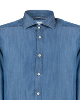 Camicia regular fit con collo francese in puro denim di tencel blu scuro - Denim Scuro | Giemme BrandsCorporate