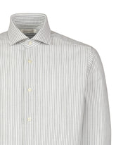 Regular-fit shirt with french collar in pure white cotton with green stripes - Green | Giemme BrandsCorporate