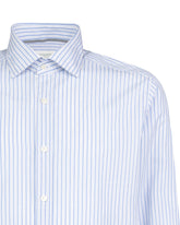 Regular-Fit-Hemd mit französischem Kragen aus reinem weißen Baumwollstoff mit hellblauen Streifen - Hellblau | Giemme BrandsCorporate