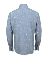 Regular fit french collar shirt in pure cotton denim with micro distressing - Denim | Giemme BrandsCorporate