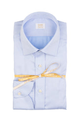Camicia Wash and Wear con collo italiano in twill di cotone azzurro - Azzurro | Giemme BrandsCorporate