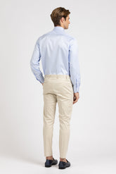 Camicia Wash and Wear con collo italiano in twill di cotone azzurro - Azzurro | Giemme BrandsCorporate