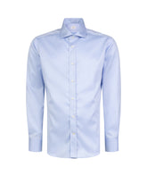 Camicia Wash and Wear regular fit con collo francese in twill di cotone azzurro - Azzurro | Giemme BrandsCorporate