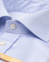 Camicia Wash and Wear regular fit con collo francese in twill di cotone azzurro - Azzurro | Giemme BrandsCorporate