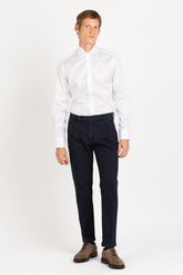 White Wash and Wear twill cotton shirt with french collar - White | Giemme BrandsCorporate