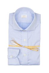Light blue Wash and Wear twill cotton shirt with french collar - Light blue | Giemme BrandsCorporate