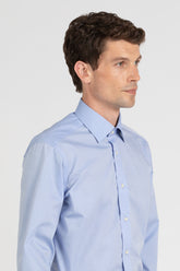Light blue Wash and Wear poplin cotton shirt with italian collar - Light blue | Giemme BrandsCorporate