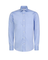 Camicia Wash and Wear regular fit con collo francese in popeline di cotone azzurro - Azzurro | Giemme BrandsCorporate